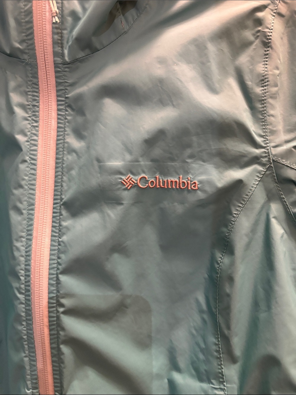 Columbia Women’s Teal Hooded Rain Jacket - Picture 2 of 3